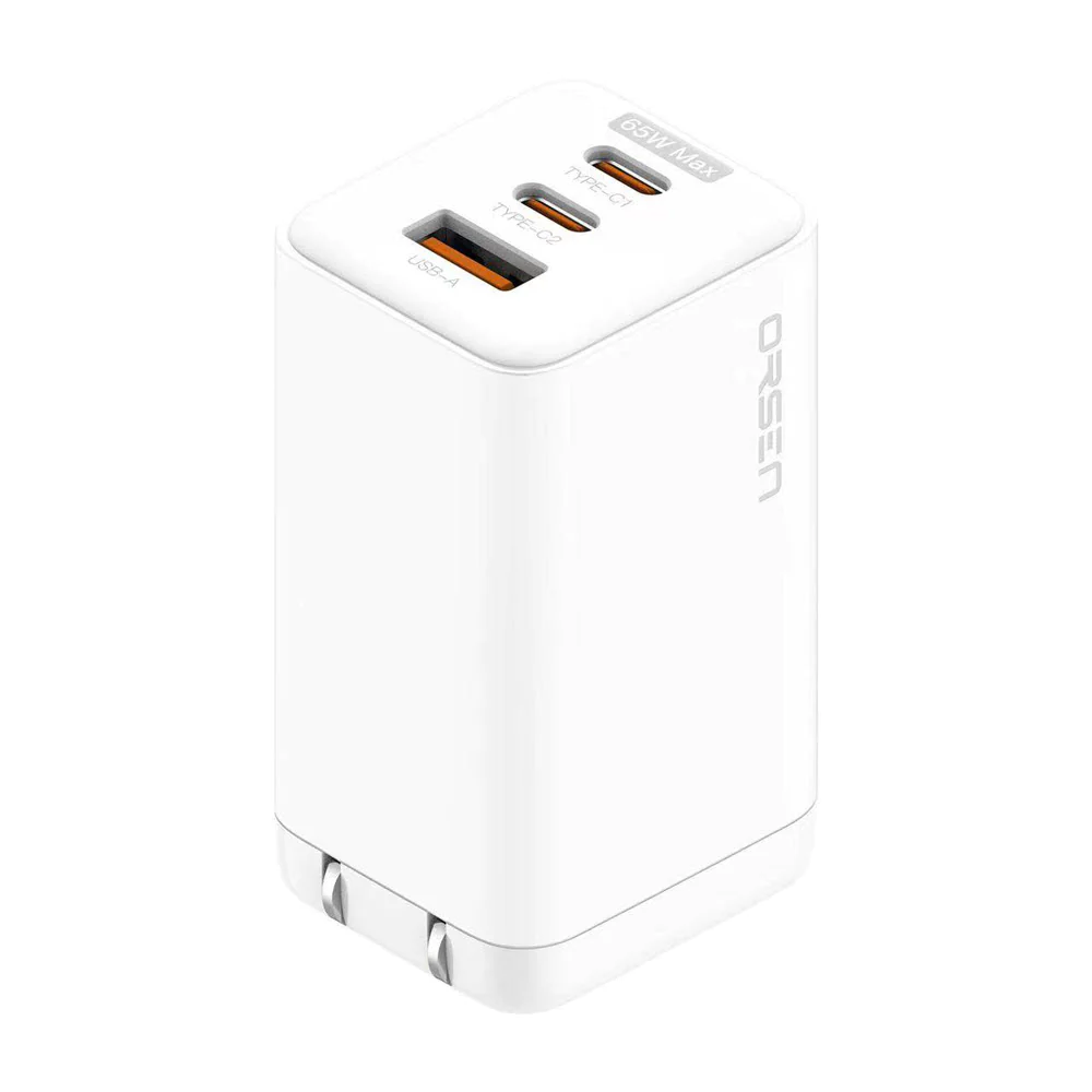 ELOOP C12 หัวชาร์จสำหรับ SMARTPHONE (65W GAN | 2TYPE-C | 1USB-A CHARGER) - WHITE