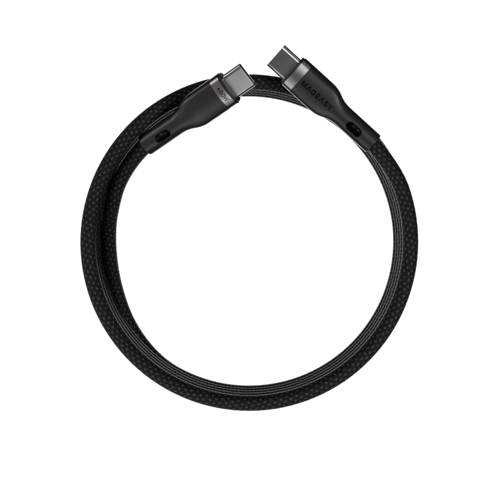 MAGEASY MAGNETIC WIRE FAST CHARGING/SYNC สายชาร์จ (USB-C TO USB-C | PD| 1.5M | 60W) - BLACK