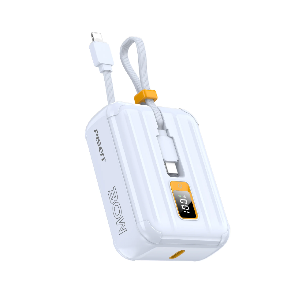 PISEN POWER TINY 30W 10000MAH WITH DUAL CABLE POWERBANK (PD3.0 | PPS | Q.C3.0 | 30W) - BLUE